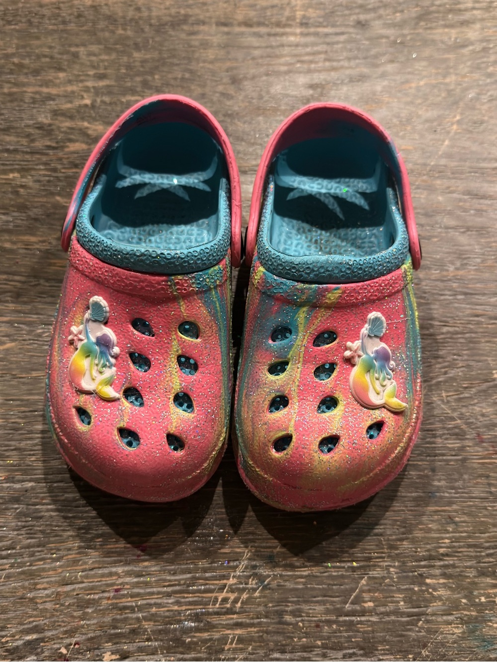 Kids Pink Glitter Mermaid Clog Sandals